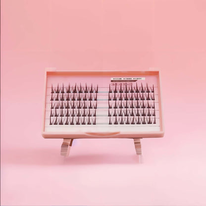 5-Row Segment DIY Cluster Eyelashes in B9 Fairy Style on display with soft pink background.